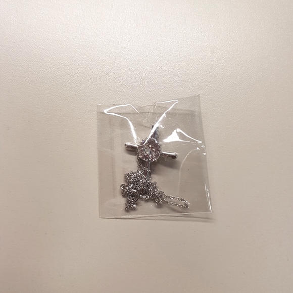 Lesa Michele Cross Pendant with Swarovski Crystal - Picture 2 of 7